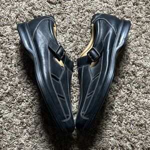 Johnston & Murphy Black Leather Fisherman sandals Buckle strap Comfort Size 12